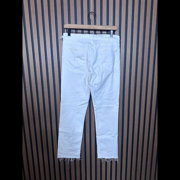 Frame Jeans 30 Womens White Le High Straight Denim Frayed Belted - Picture 2 of 9